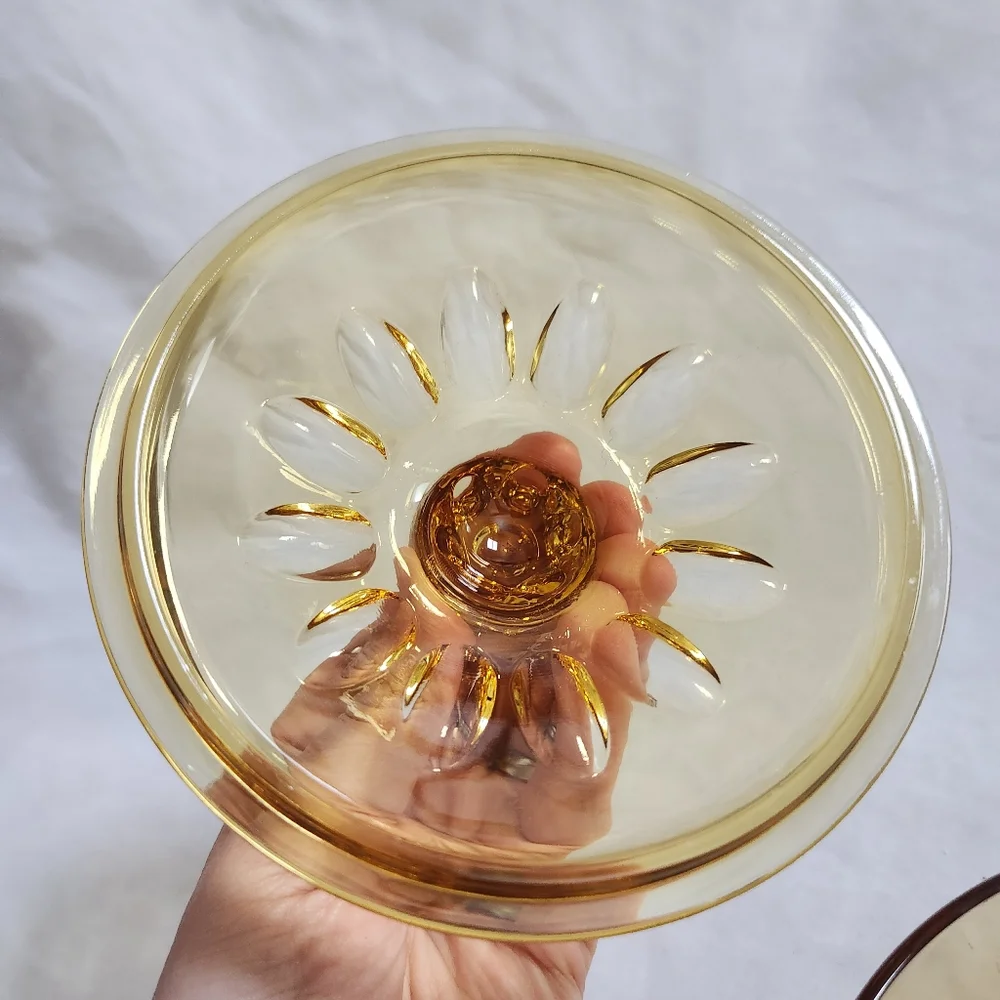 Vintage Amber Yellow Glass Candy Dish